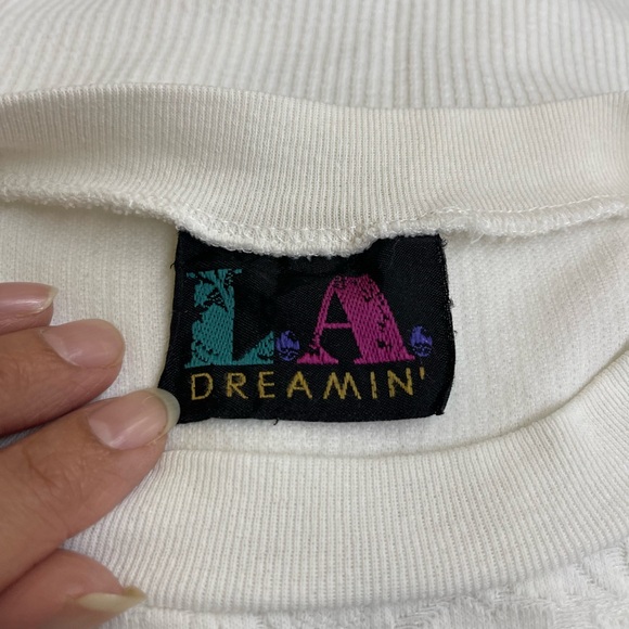 Vintage 1980’s L.A. Dreamin’ Lace Overlay Short Sleeve Knit Top XL - Picture 7 of 7